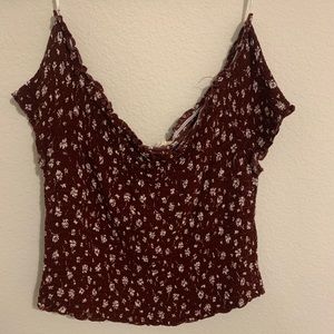 LA Hearts ruched burgundy cropped top